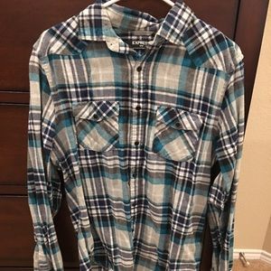 Medium Express plaid flannel snap up / 2 for $15